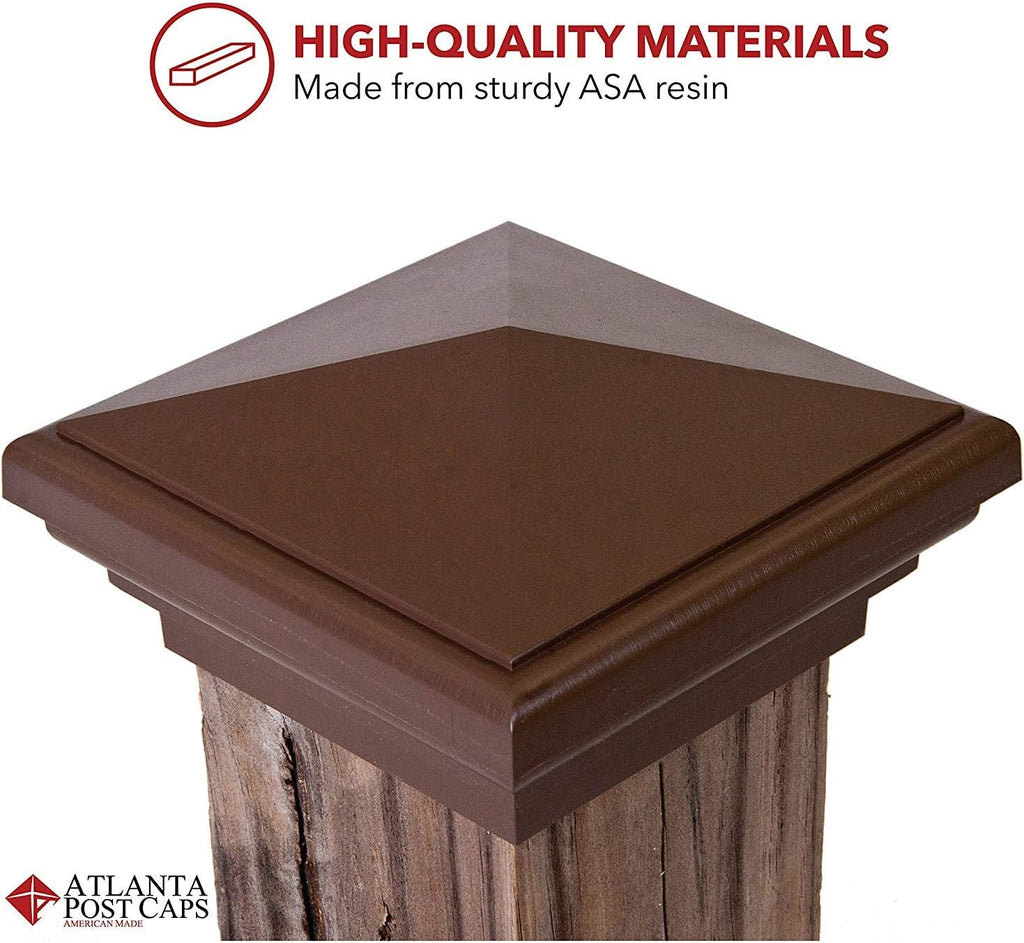 4x4 Pyramid Post Cap (3.5'x3.5' | (Case of 12) New England Pyramid Style 4x4 Deck Post Cap for Outdoor Fences, Mailboxes & Decks, by Atlanta Post Caps… (Brown)