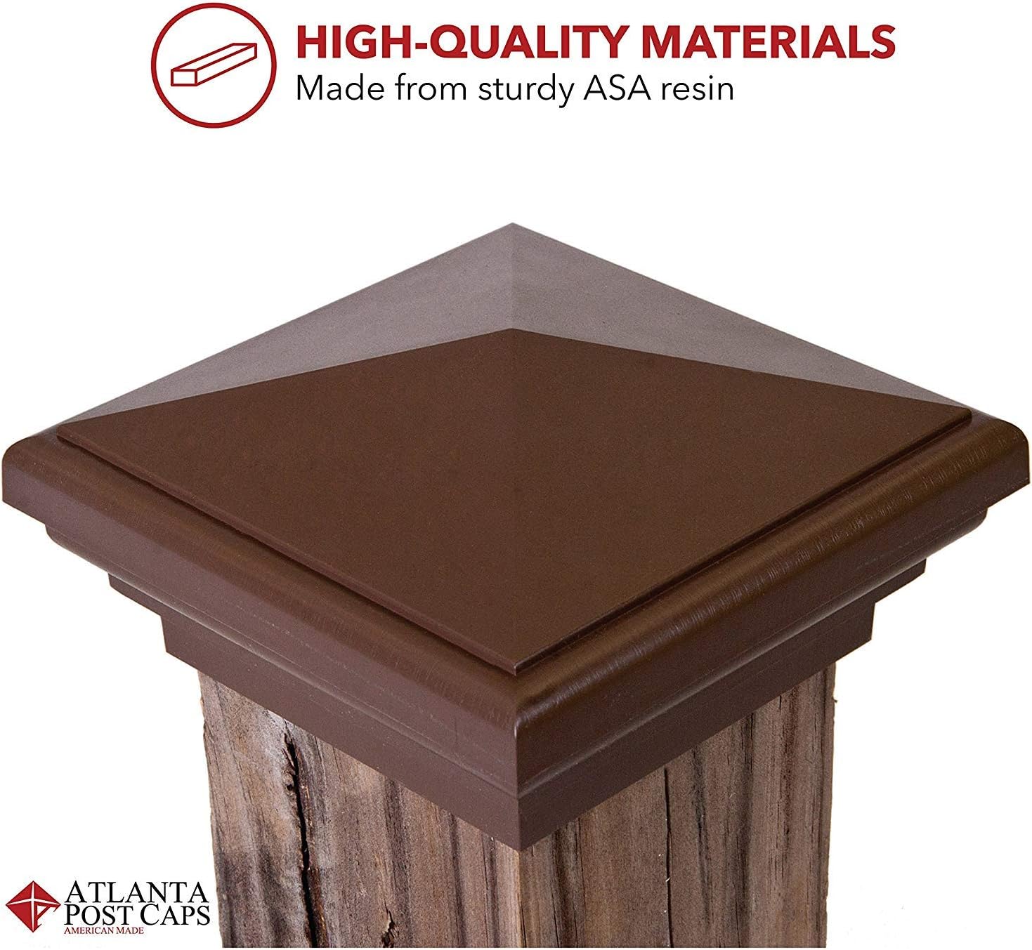 4x4 Pyramid Post Cap (3.5'x3.5' | (Case of 12) New England Pyramid Style 4x4 Deck Post Cap for Outdoor Fences, Mailboxes & Decks, by Atlanta Post Caps… (Brown)