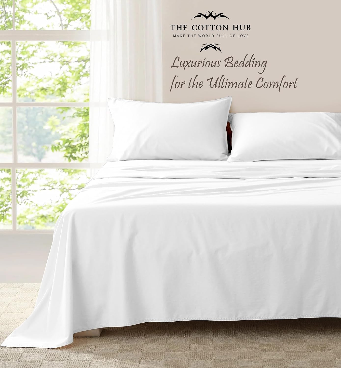 Alaska King Size 4-Piece Sheet Set - Luxurious 600-Thread-Count Egyptian Cotton Bedding Sheets & Pillowcases - Bed Sheets - Deep Pocket fits up to 14-16 inch Mattress (Solid, White)
