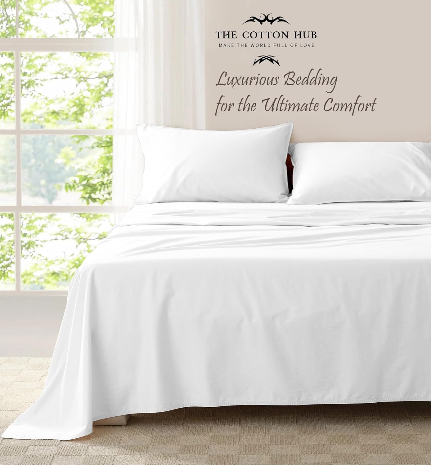 King Size 6-Piece Sheet Set - Luxurious 600-Thread-Count Egyptian Cotton Bedding Sheets & Pillowcases - Bed Sheets - Deep Pocket fits up to 14-16 inch Mattress (Solid, White)