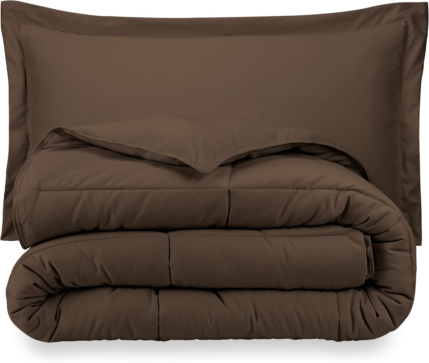 Oversized Queen All-Season Cooling Warmth Comforter Set – 3 Piece Bedding – 100% Egyptian Cotton, Long-Staple & Silky Soft – Luxury Hotel-Quality Duvet Insert – Machine Washable - Chocolate