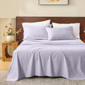 MEISHANG 100% French Pure Linen Sheets Queen Size - Bed Sheets 4 Piece Sets, Soft Durable Flax Linen, Anti-Tear Breathable Moisture Wicking with 16' Deep Pocket (Light Purple)