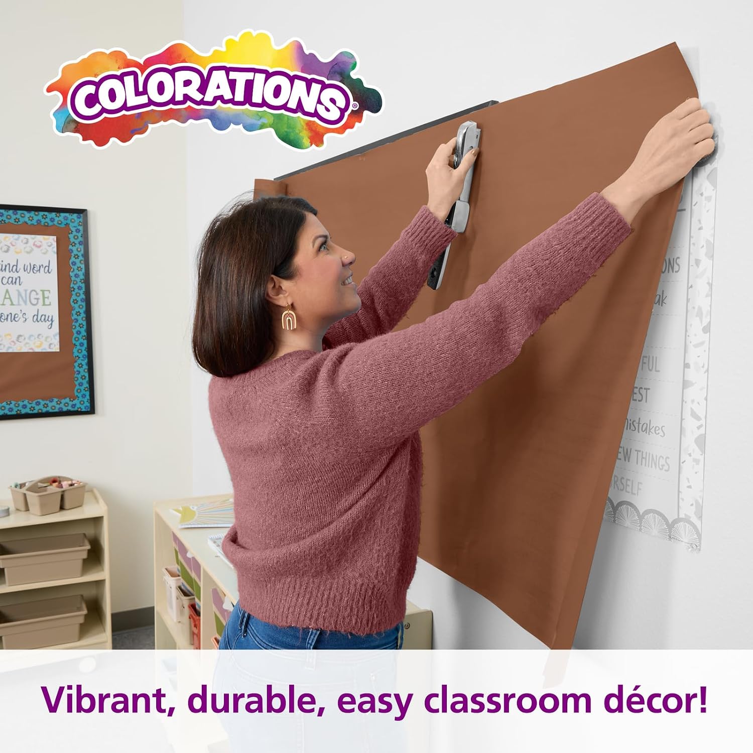 Colorations Prima-Color Fade-Resistant Paper Rolls, Brown, Arts and Crafts, 48' x 60' , Drawing, Finger Painting, Paint, Watercolor, Wall Art, Bulletin Boards, Kids Crafts (Item # DSBR)
