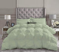 Pinch Pleated Soft 400 GSM All Season Moss 5 Piece Queen Size Comforter Set (Comforter + 4 Pillowcases) 600 Series Egyptian Cotton Comforter Bedding Set