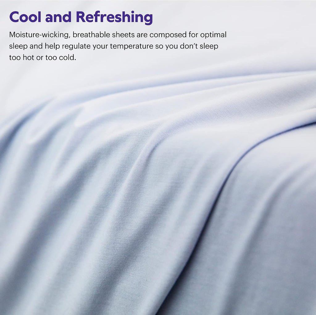 Purple SoftStretch Sheets, Twin/Twin XL, Rayon Blend, Moisture-Wicking, True White, Fits Other Mattresses, Stretch for Adaptive Support