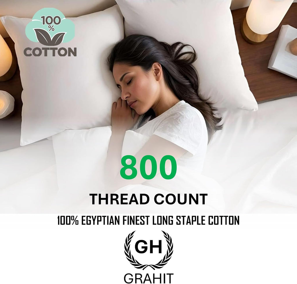 100% Egyptian Long Staple Cotton Bedsheet Set, 800 Thread Count, 6-PC Sheets Set, Burgundy Color, Queen Size, 15 Inch Deep Pocket of Fitted Sheet, Soft Sateen Weave Breathable