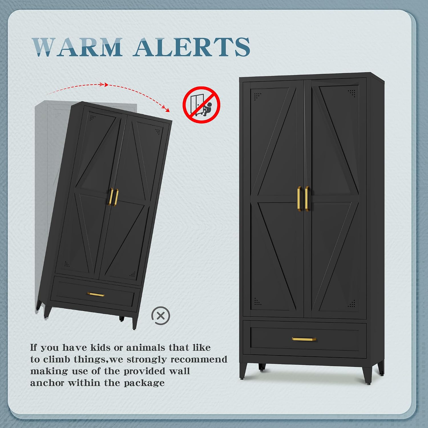 71' Tall Kitchen Pantry Storage Cabinet with Barn Doors, Drawer & Adjustable Shelves, Freestanding Storage Kitchen Cupboard, Versatile Food Pantry for Dining Room, 32' Wide,Black