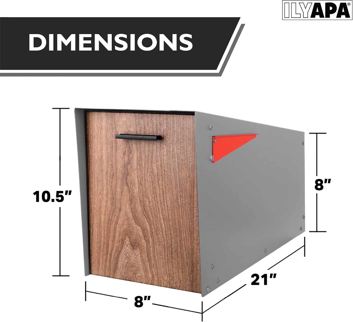 Ilyapa Modern Gray Mailbox with Angled Design & All-Weather Resistance, Paired with a Black Metal Post & Universal Mounting for Easy Outdoor Installation.