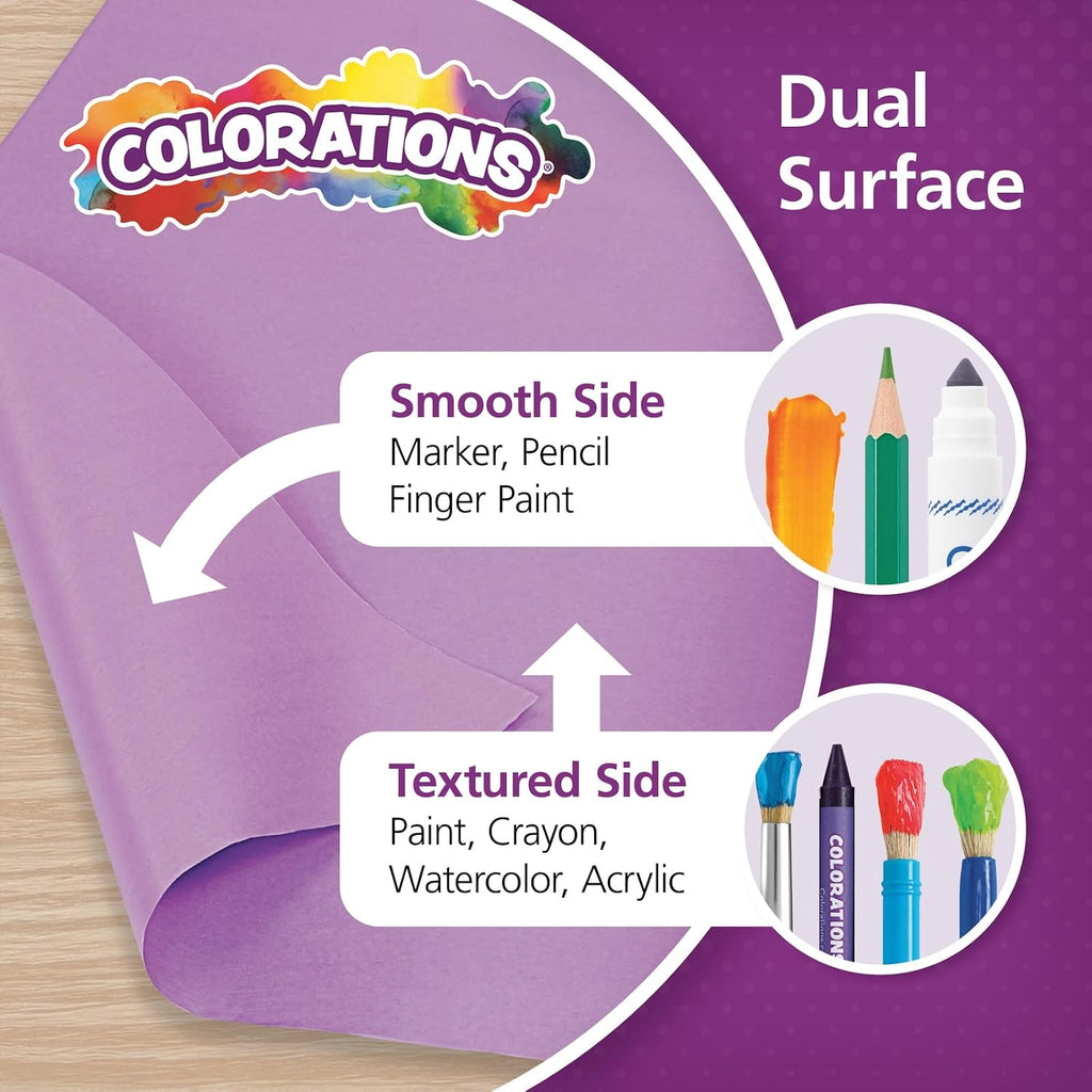 Colorations Dual Surface Paper Roll, Purple, 36' x 1000', Textured Paper, Classroom Craft & Art Supplies, Bulletin Board, Gift Wrapping, Chalkboard Wallpaper
