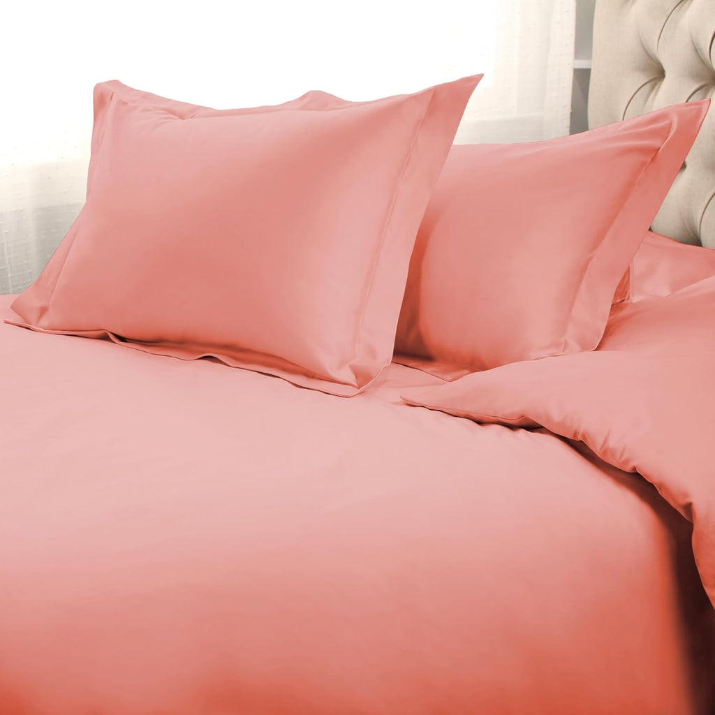 Superior Egyptian Cotton 1500 Thread Count Duvet Cover Set, Soft Comforter Covers, Luxury Bedding Essentials, Button Closure, Includes 1 Duvet Cover, 2 Pillow Shams, Full/Queen, Dusted Rose