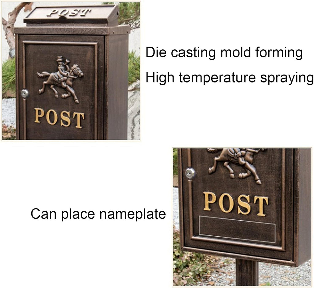 Mailboxes for Outside, Mailboxes for Outside with Post, Mailbox with Post, Metal Mailbox, Post Mount Mailbox, Cast Aluminum Mailbox, Locking Residential Mailboxes for Outside(Black)