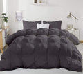Pinch Pleated Soft 400 GSM All Season Dark Grey 5 Piece Queen Size Comforter Set (Comforter + 4 Pillowcases) 600 Series Egyptian Cotton Comforter Bedding Set