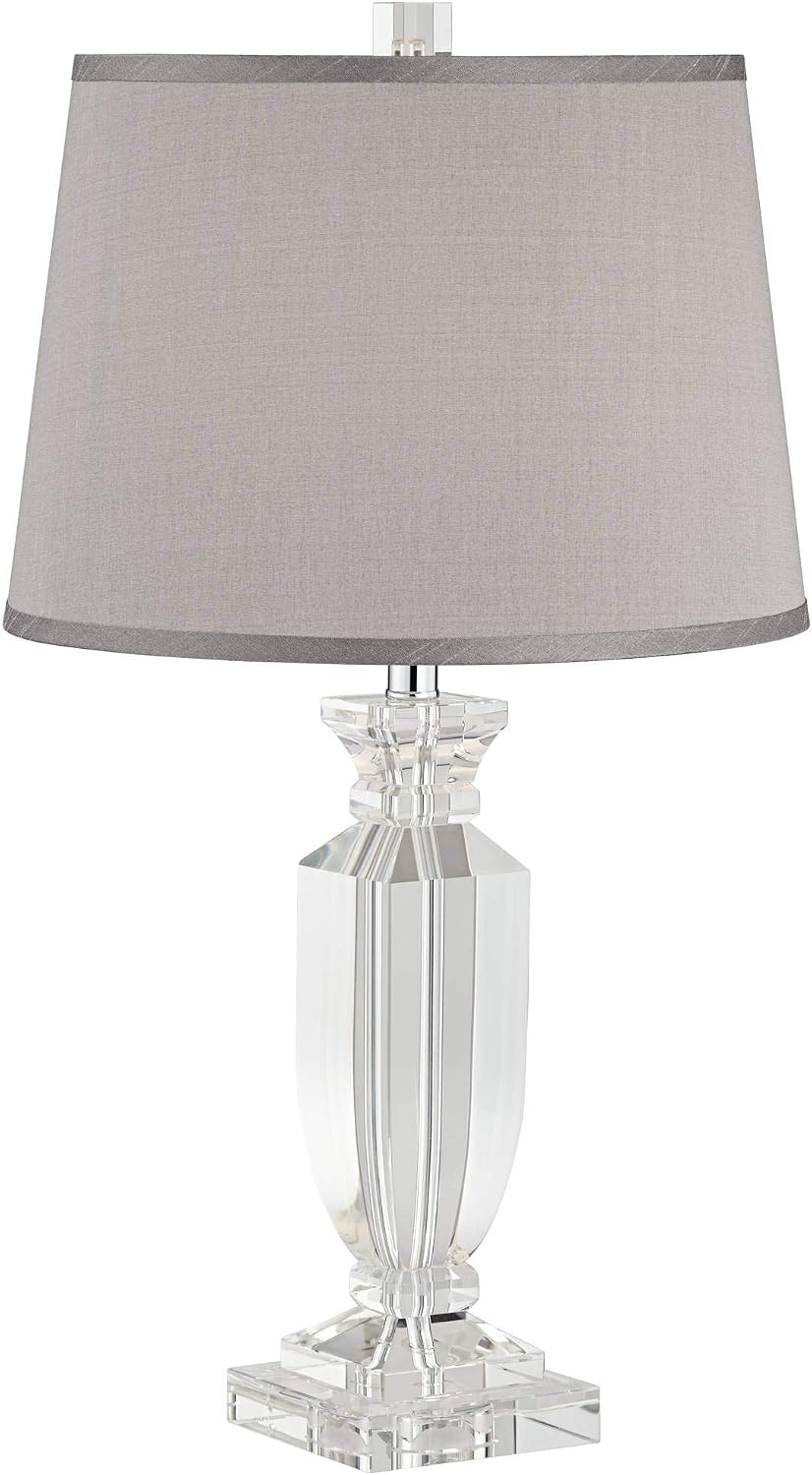 Vienna Full Spectrum Sherry 25' High Modern Table Lamp USB Dimmer Crystal Single Gray Shade Living Room Charging Bedroom Bedside Nightstand House Office Home Kitchen Entryway Console Family Dining