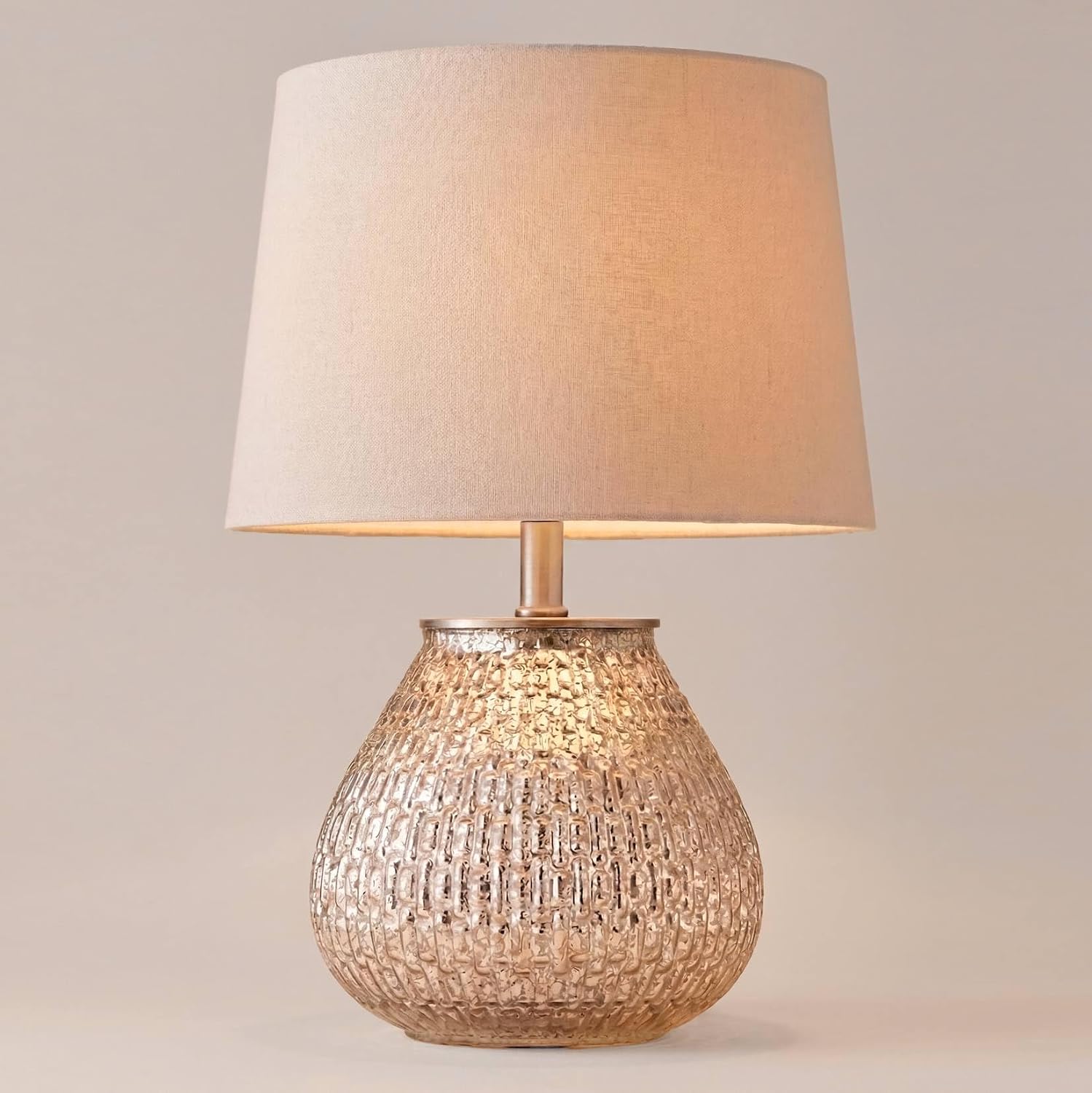 360 Lighting Zax Country Cottage Small Accent Table Lamp 19 1/2' High Teardrop Silver Mercury Glass Gray Fabric Drum Shade Decor for Bedroom House Bedside Nightstand Home Office Reading