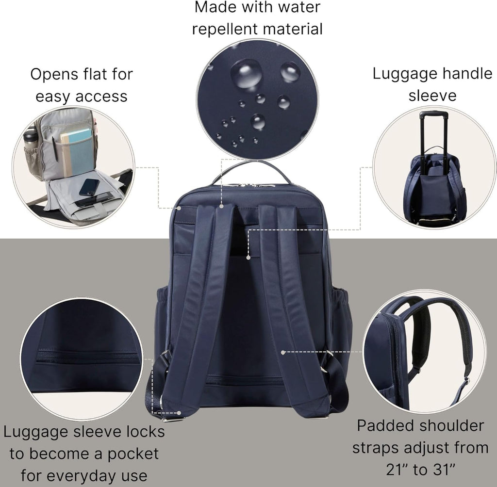 Baggallini Tribeca Expandable Laptop Backpack - 15'x11' Lightweight RFID Computer Bag for Work & Travel with Luggage Sleeve