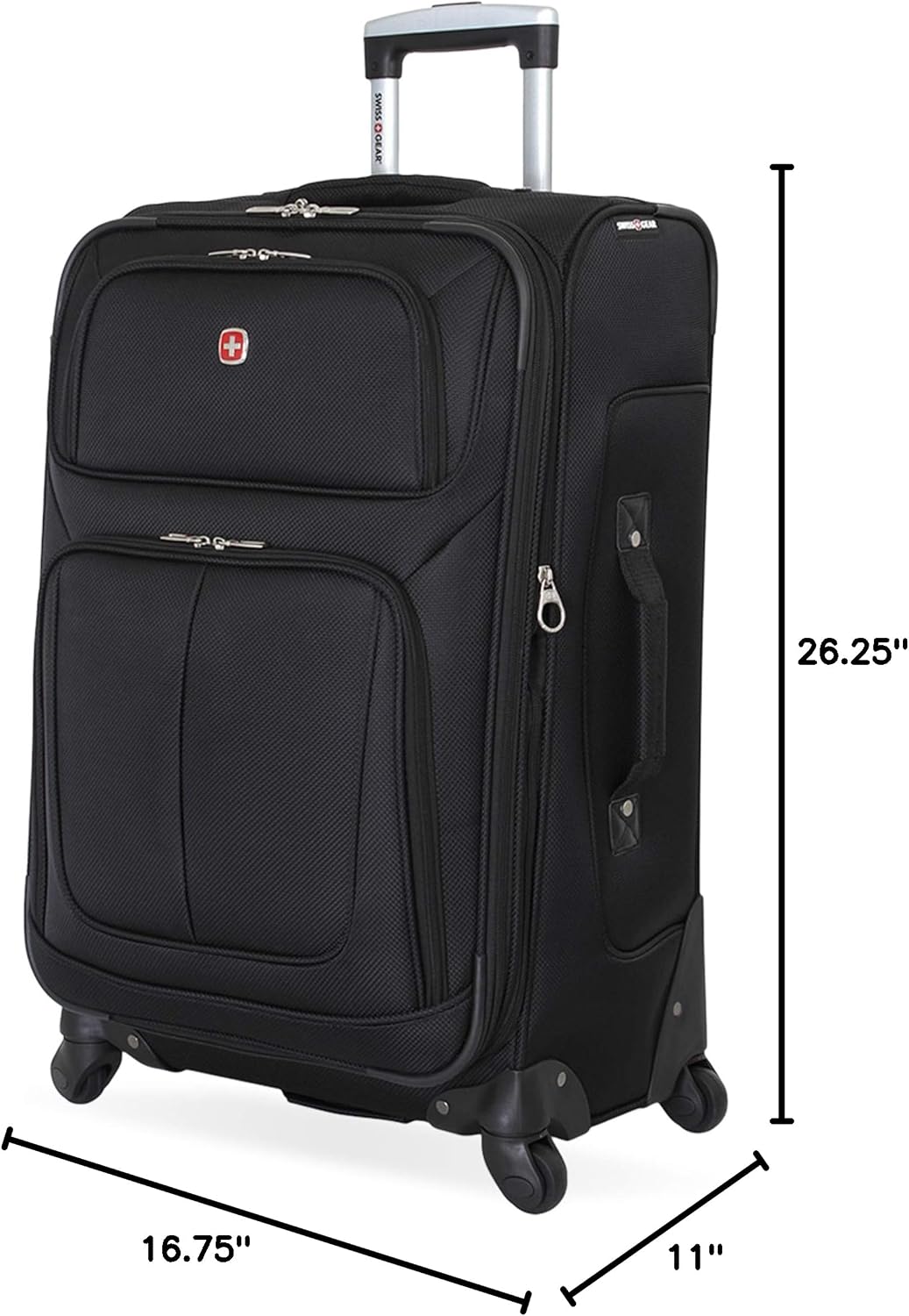 SWISSGEAR Sion Softside Expandable Spinner Luggage Durable Lightweight Travel Suitcase, Black, Checked-Medium