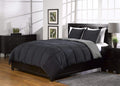 500 TC Solid Down Alternative 3 Piece Reversible Comforter Set - 100% Egyptian Cotton Solid-King Size-Black/Gray