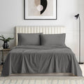 1000 Series - 100% Egyptian Cotton Sheet Set Soft & Comfy Breathable Hotel Quality Luxury Bedding - Fits Mattress Up to 18-20' Deep (Queen Size Stripe, Grey)
