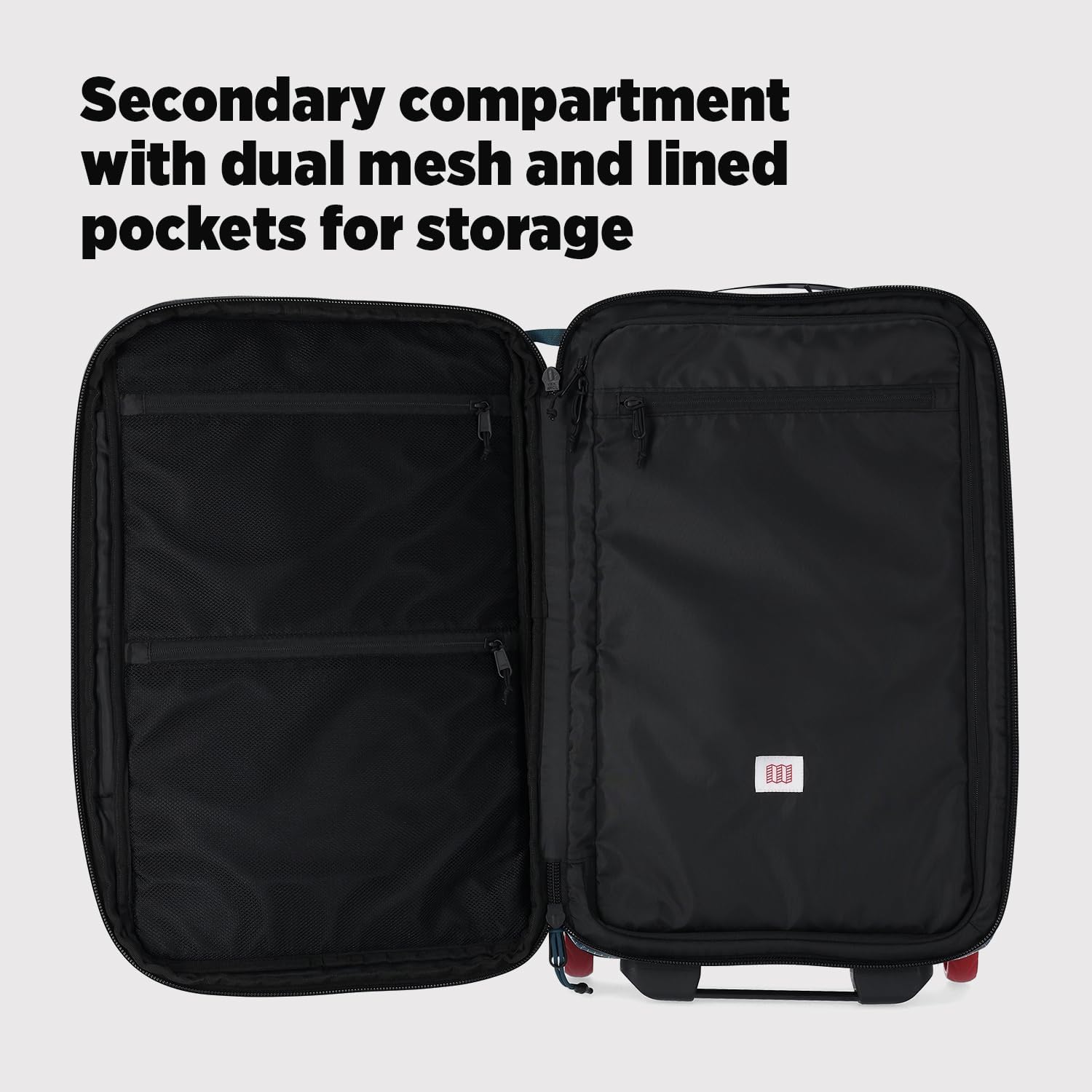 Topo Designs Global Travel Roller Bag Suitcase, 44L Carry-On, 3 Handles, Smooth Heavy Duty Wheels, Telescoping Handle, Durable + Rugged, WRAP Certified, PFAS Free (Apex Pond Blue)