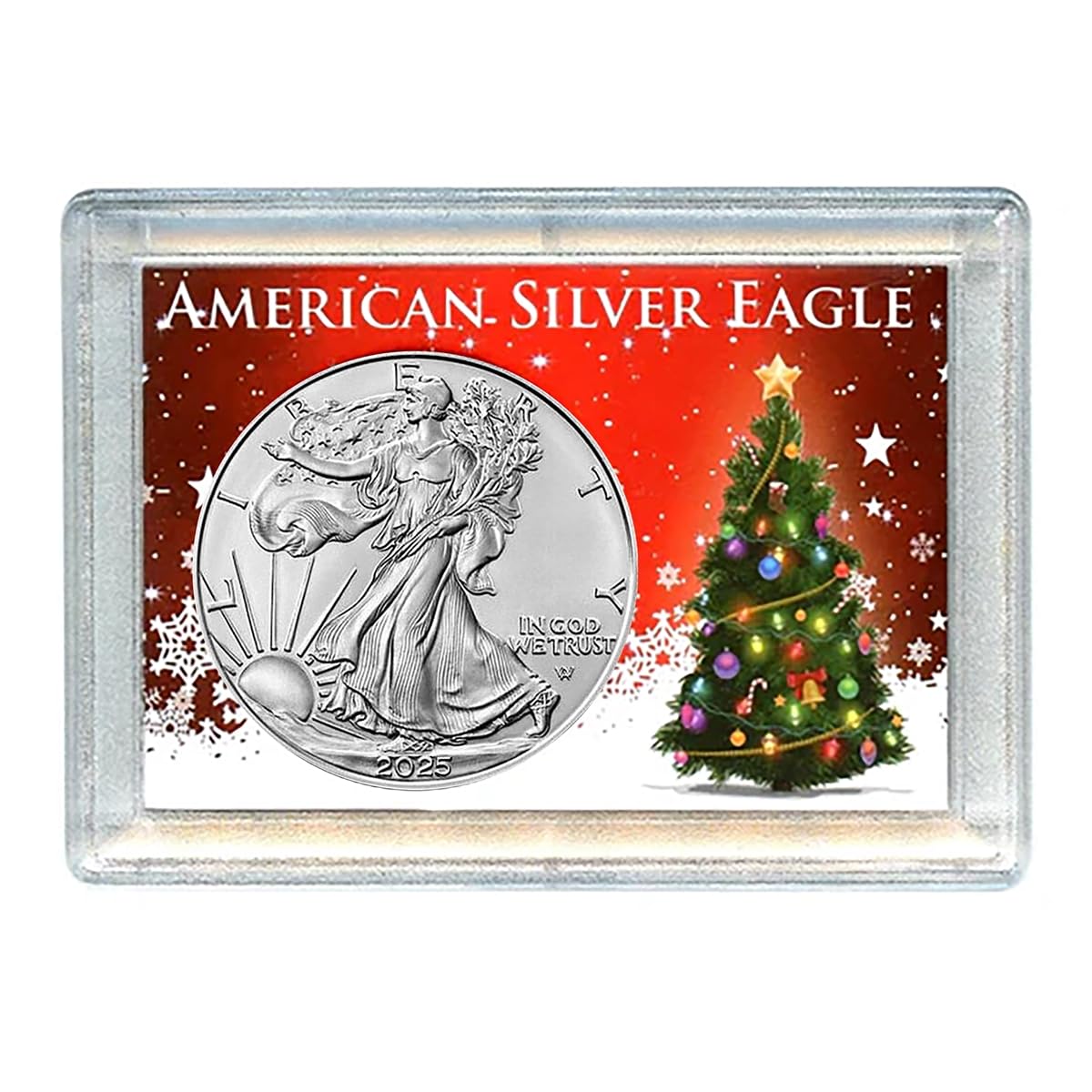 2025 - American Silver Eagle in Christmas Holder Dollar Uncirculated US Mint
