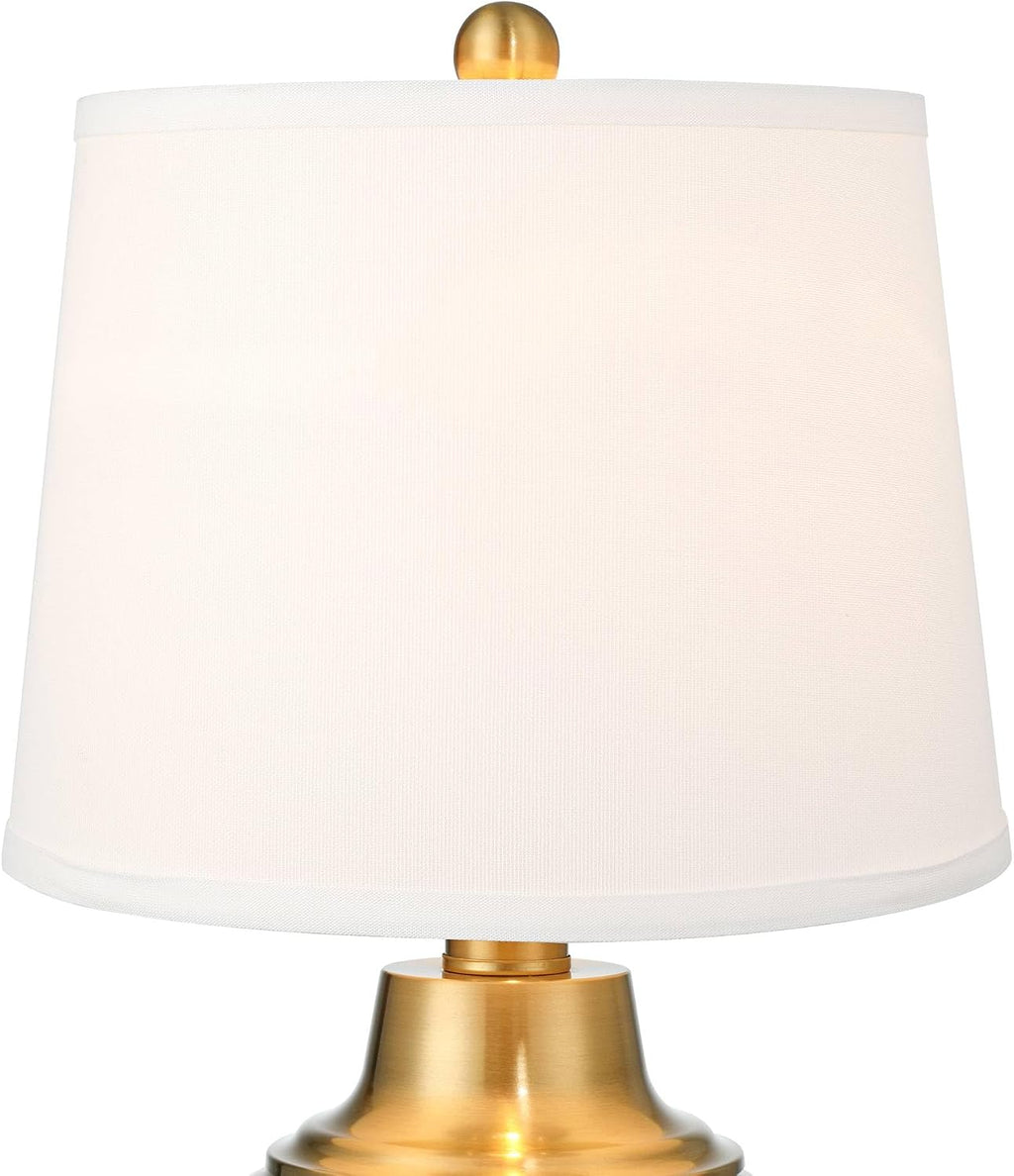 360 Lighting Becca 22' High Urn Small Modern Accent 3-Way Table Lamps Set of 2 Gold Brass Finish Metal Fabric White Shade Living Room Bedroom Bedside Nightstand House Office Home Reading Kitchen