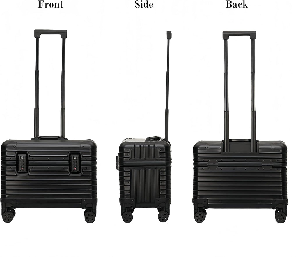 Full Aluminum Camera Carry-On Luggage DSLR Shockproof TSA lock Photography Gear Case with Removable Dividers & 360° detachable Wheels Luggage Rolling trolley case storage case (black)