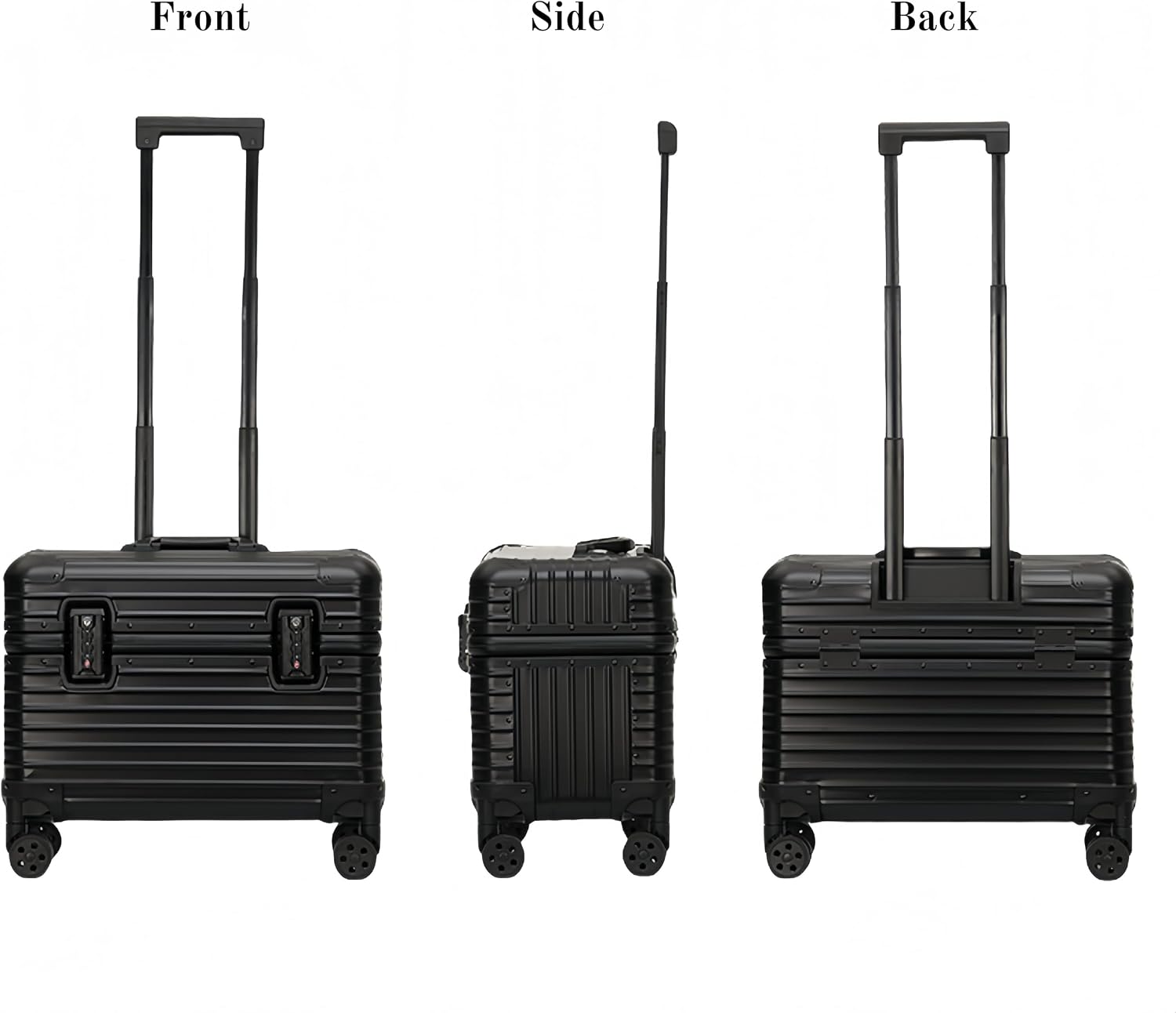 Full Aluminum Camera Carry-On Luggage DSLR Shockproof TSA lock Photography Gear Case with Removable Dividers & 360° detachable Wheels Luggage Rolling trolley case storage case (black)