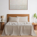 DAPU Pure Linen Sheets Set, 100% French Linen from Normandy, Breathable and Durable for Hot Sleepers, 3 Pcs Set - 1 Flat Sheet, 1 Fitted Sheet, 1 Pillowcase (Natural Linen, Twin)