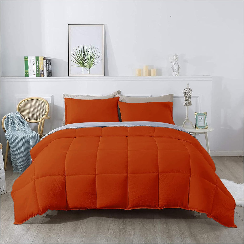 3 Piece 100% Egyptian Cotton 800 Thread Count Comforter Set Full/Queen Size (90' x 90') Inch 400 GSM Luxurious Hotel Collection Ultra-Soft Comforter Set- Burnt Orange Solid
