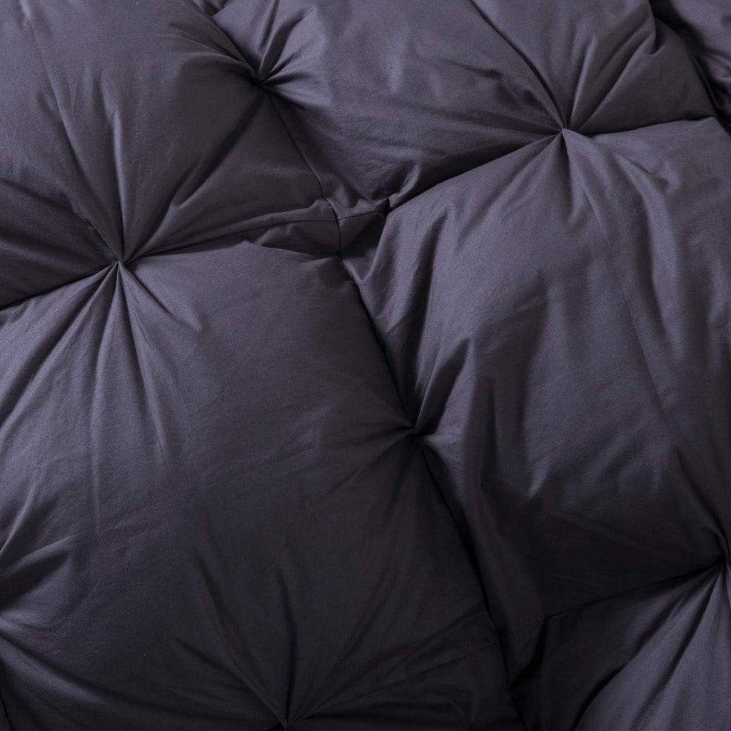 Luxurious Goose Down Comforter Queen Size Duvet Insert, Premium Pinch Pleat Design, 1200 Thread Count 100% Egyptian Cotton, 750+ Fill Power, 60 oz Fill Weight (Queen, Gray)