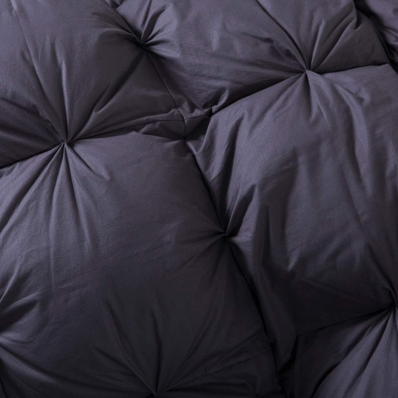 Luxurious Goose Down Comforter Queen Size Duvet Insert, Premium Pinch Pleat Design, 1200 Thread Count 100% Egyptian Cotton, 750+ Fill Power, 60 oz Fill Weight (Queen, Gray)