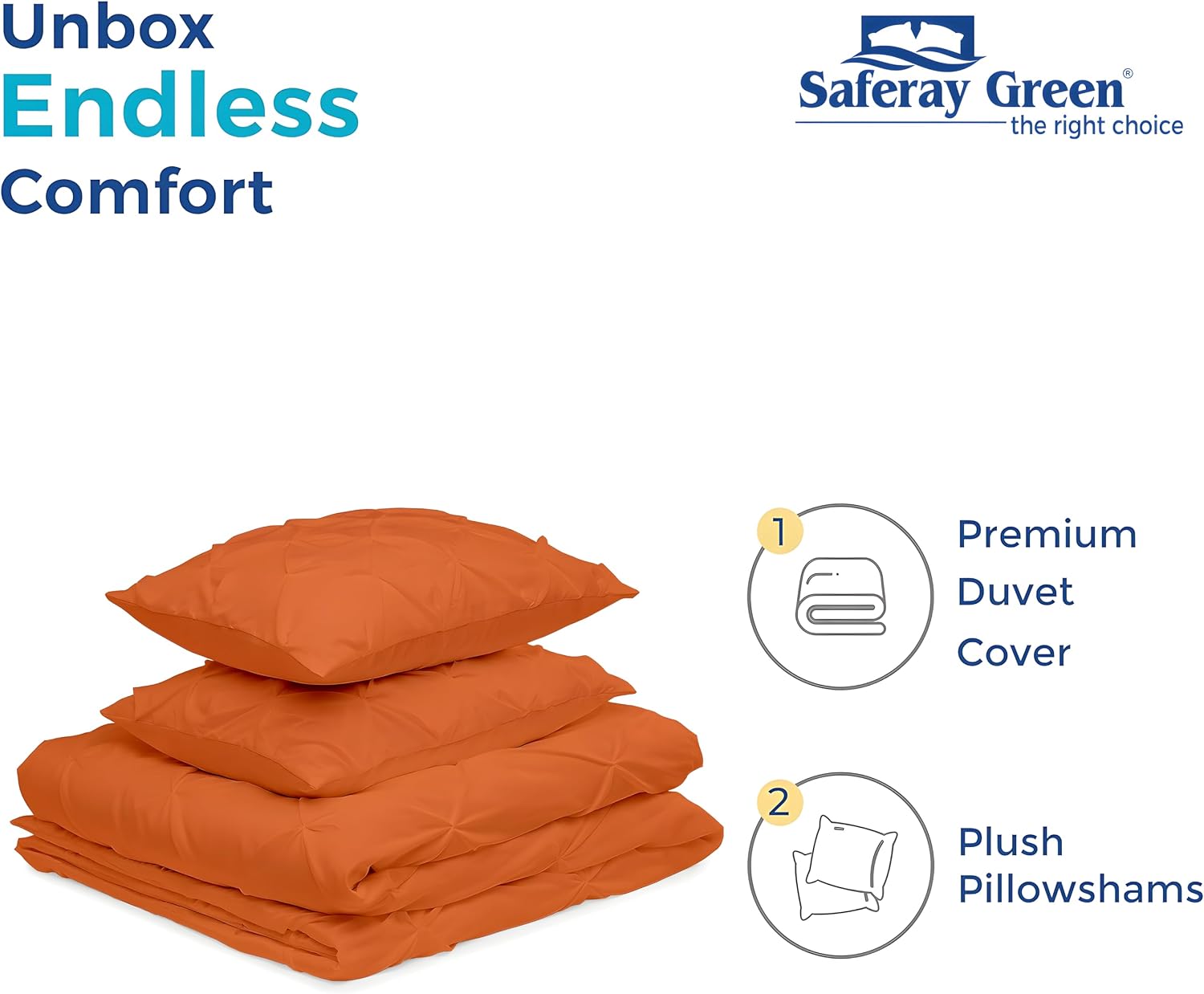 Pinch Duvet Cover Set Oversized Queen Size 1 Duvet Cover with 2 Pillow Shams 3-Pc Comforter Cover with Zipper Closure & Corner Tie 100% Egyptian Cotton Cover (98x98 Inch, Burnt Orange)