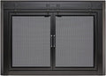 UniFlame - Gregory - Cabinet-Style Fireplace Doors with Smoke Tempered Glass (Color: Black, Size: Small - Fits Opening 30in to 37in W x 22.5in to 29.5in H)