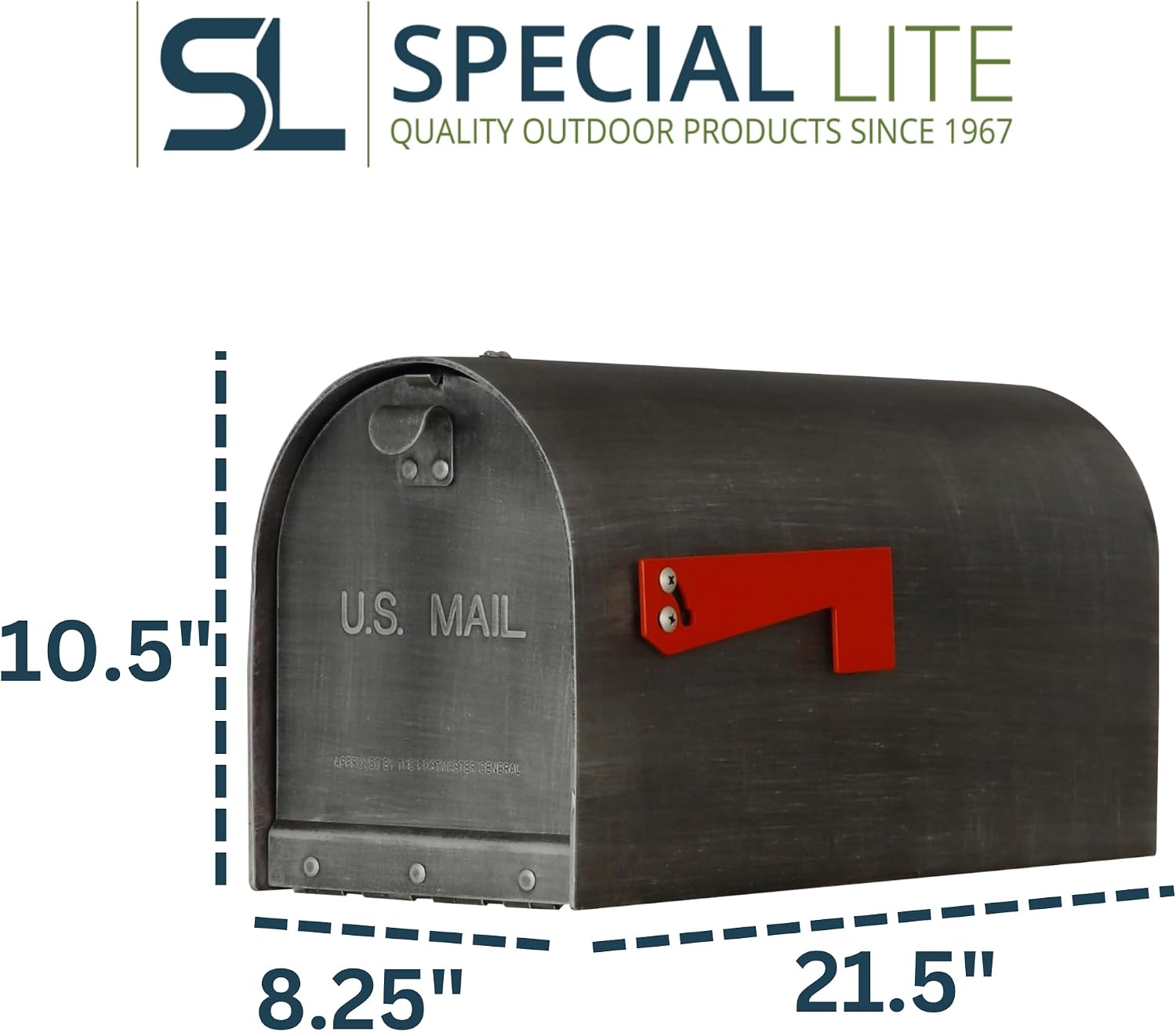 Titan Aluminum Curbside Mailbox - Swedish Silver Aluminum Mailbox for Post Mount - SCH-1016A-SW
