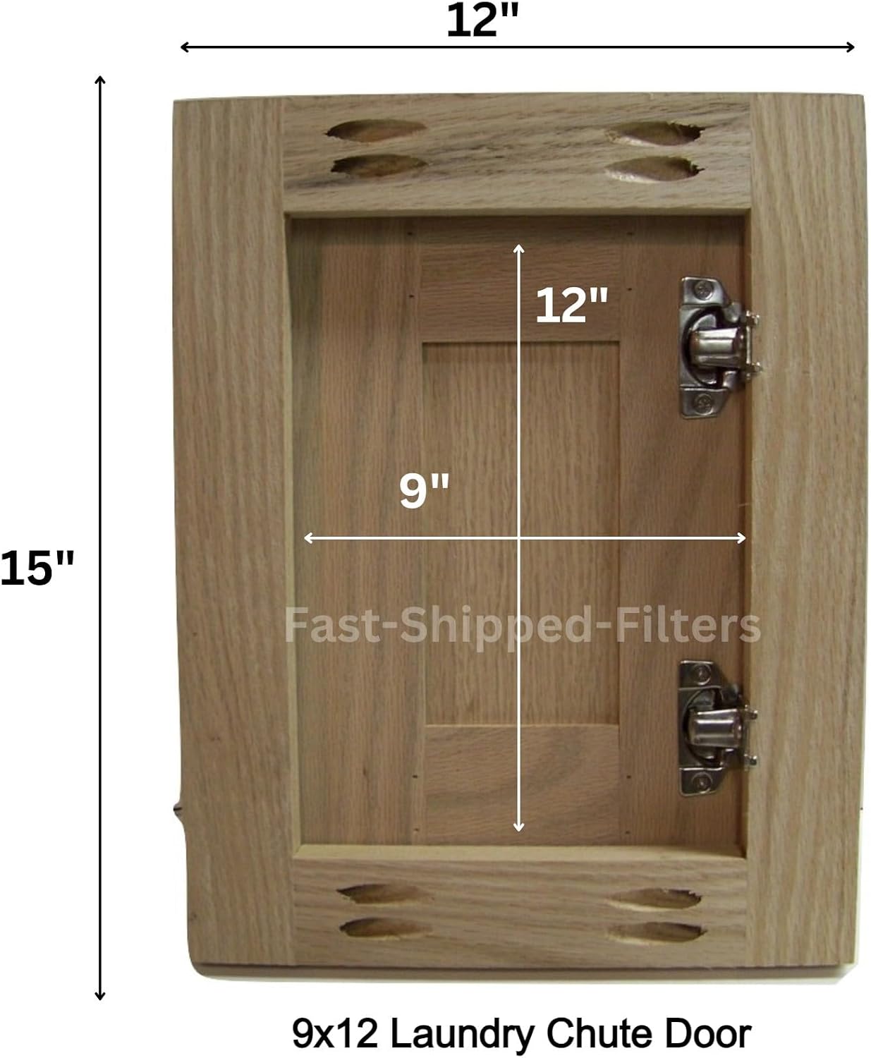 Fast-Shipped-Filters 9x12 Laundry Clothes Chute Door - Oak Framed Shaker Unfinished with Soft Close Cabinet Hinges