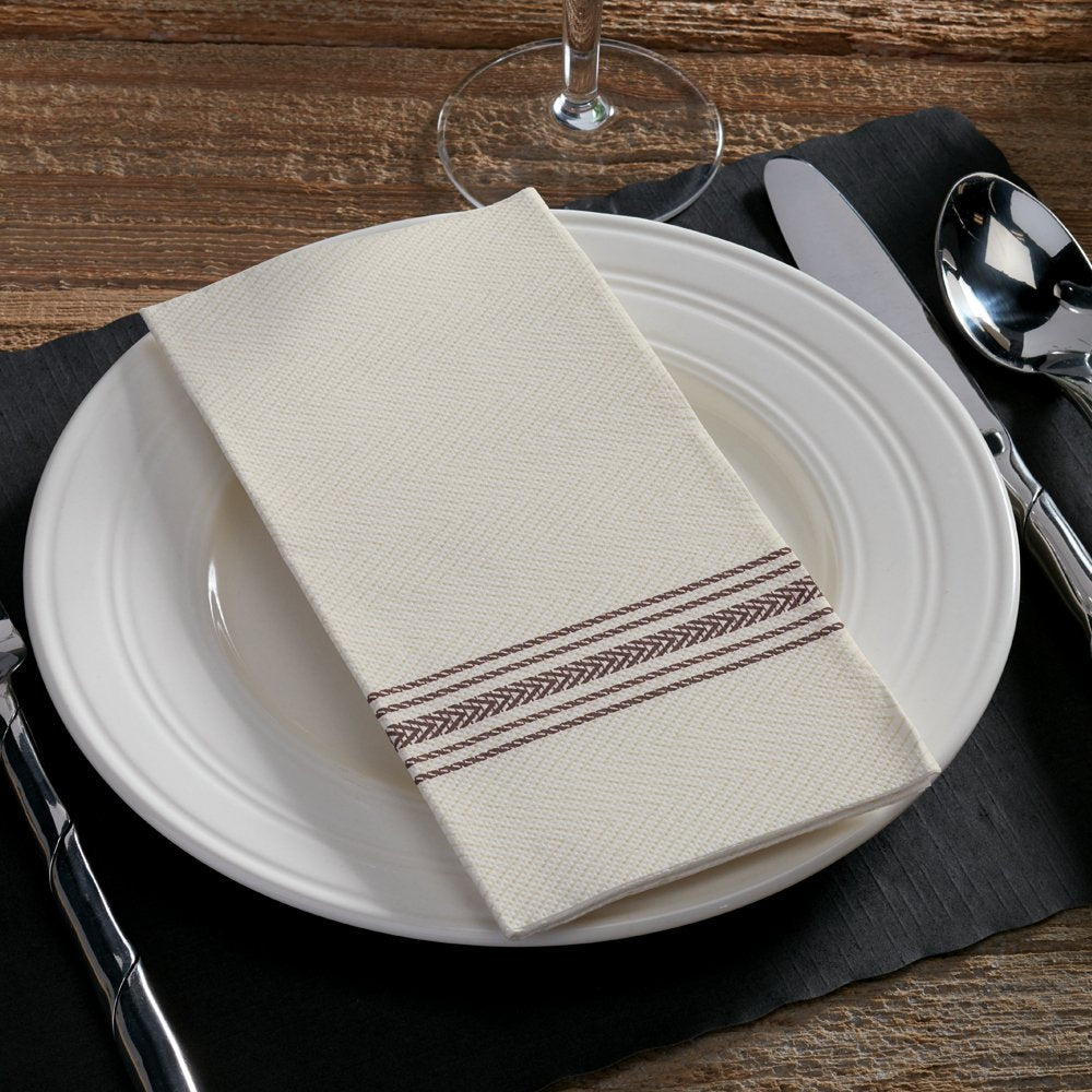 Hoffmaster FP1112 FashnPoint Black and White Dishtowel Printed Dinner Napkin, Ultra Ply, 15 1/2' x 15 1/2', 1/8 Fold (8 Packs of 100)