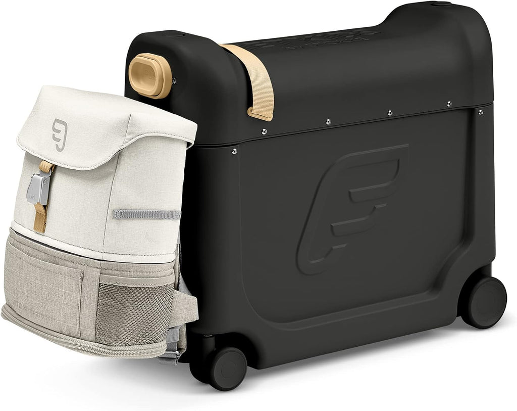 JetKids Stokke Travel Bundle, Black - Includes BedBox Ride-On Suitcase & Backpack - Best for Kids 2-7 Years Old (Up to 77 lbs)
