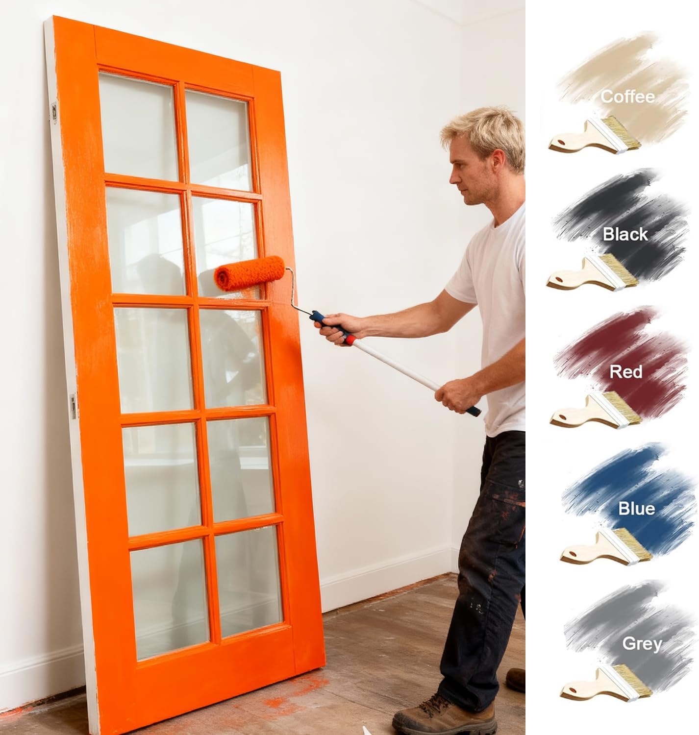 28' x 80' 10-Panel Clear Glass Interior Door - White Eco-Friendly Water-Based Paint, Sleek Design for Home Office/Bathroom/Kitchen, Lightweight & Durable