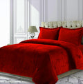 Velvet Comforter Set Full 3 Piece (Comforter + 2 Pillowcases) Red 600 GSM