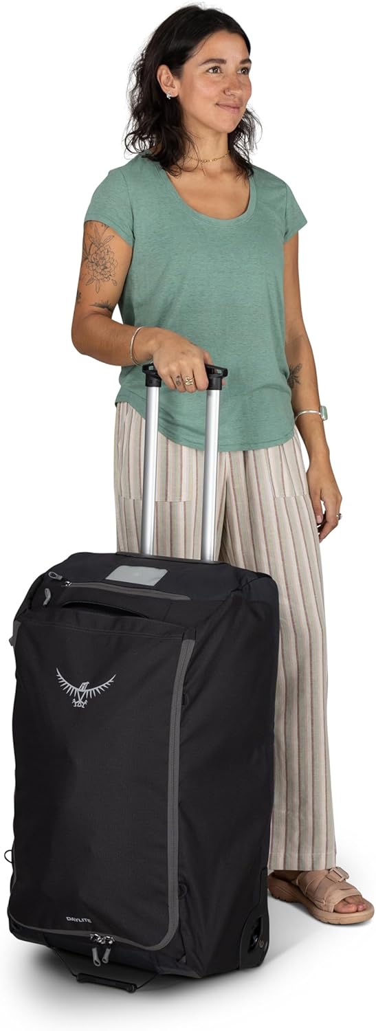 Osprey Daylite 85L Wheeled Collapsible Travel Duffel Bag - Lightweight Rolling Suitcase, Blue Spikemoss/Alkaline