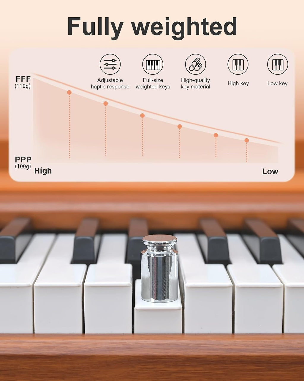 88 Key Full Weighted Electric Piano Keyboard with Stand-Professional Digital Piano, Full-Size Hammer-Action Keyboard for Beginners, with Sheet Music Stand, Pedal, USB-MIDI & Headphone Mode