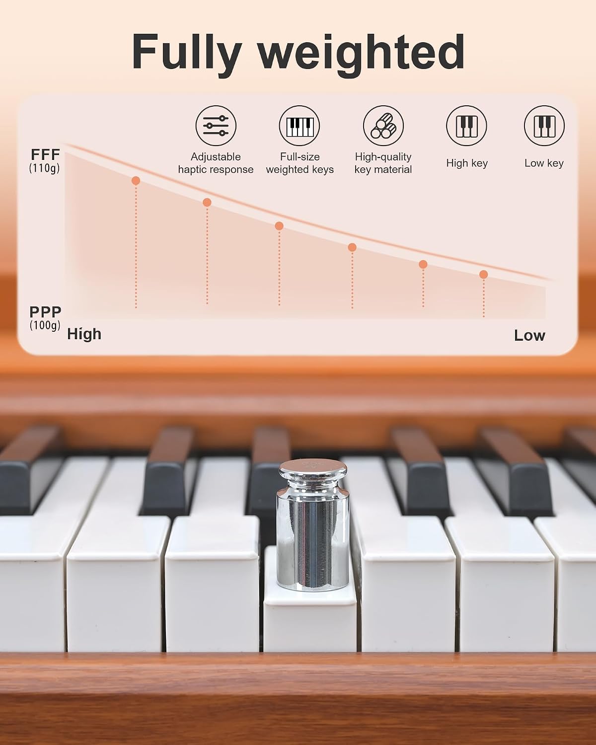 88 Key Full Weighted Electric Piano Keyboard with Stand-Professional Digital Piano, Full-Size Hammer-Action Keyboard for Beginners, with Sheet Music Stand, Pedal, USB-MIDI & Headphone Mode