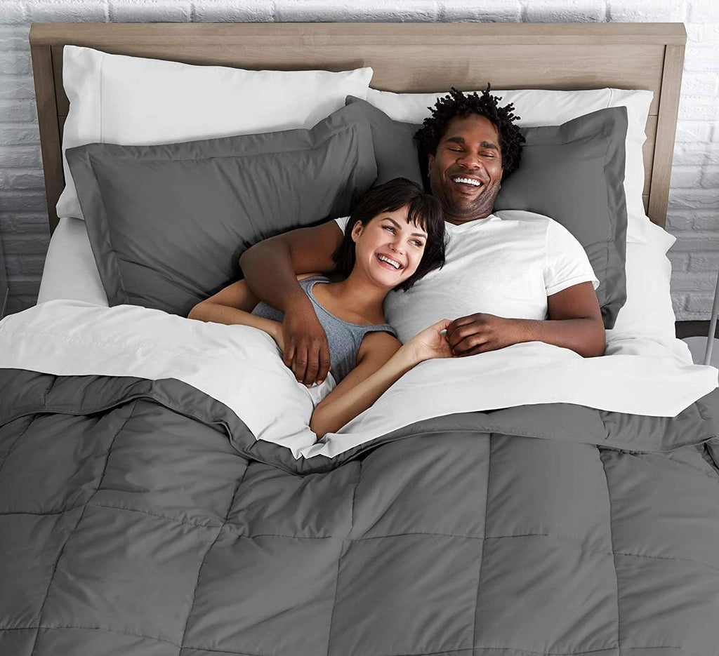Queen Comforter Set Egyptian Cotton 1000 Series Dark Gray 400 GSM Queen Size Comforter Set (Comforter + 2 Pillowcases) Comforter for Queen Size Bed