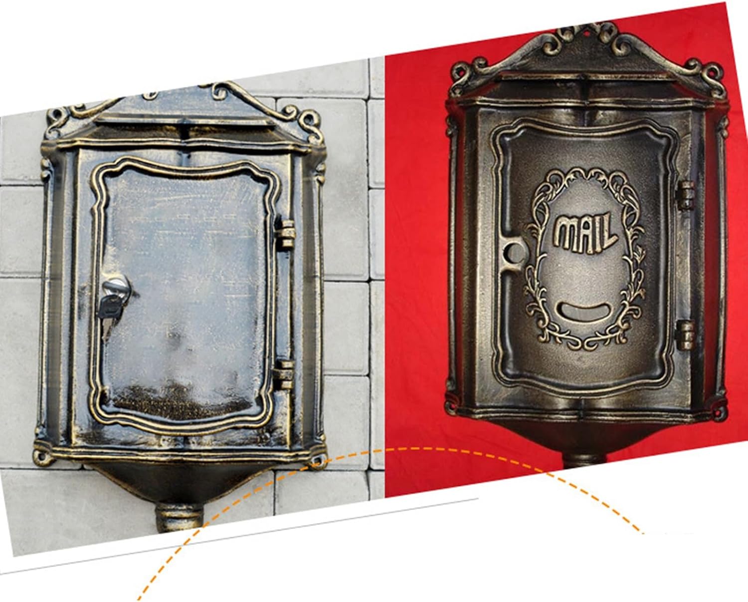 MELPHI Package Delivery Boxes for Outside, Vintage Mailbox, Metal Mailbox, Great for Small Packages Or Envelopes, Easy to Install, Mail Manager for Mail/Newspaper/Post/Letter/Magazine