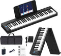 Folding Piano 61 Key, Foldable Sensitive Electric Piano for Beginners, Portable Piano Keyboard with Sheet Music Stand, Bag, Pedal