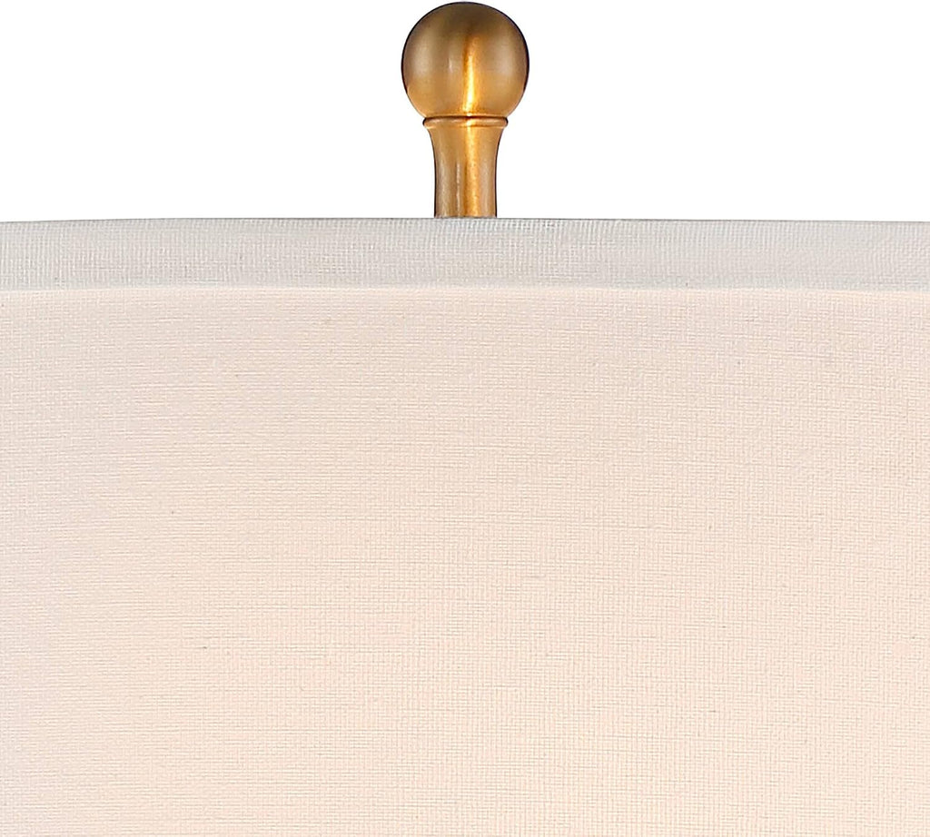 Vienna Full Spectrum Rolland Traditional Table Lamps 30' Tall Set of 2 Clear Glass Column Antique Brass Gold Off-White Fabric Drum Shade for Bedroom Living Family Room Bedside Nightstand House Home