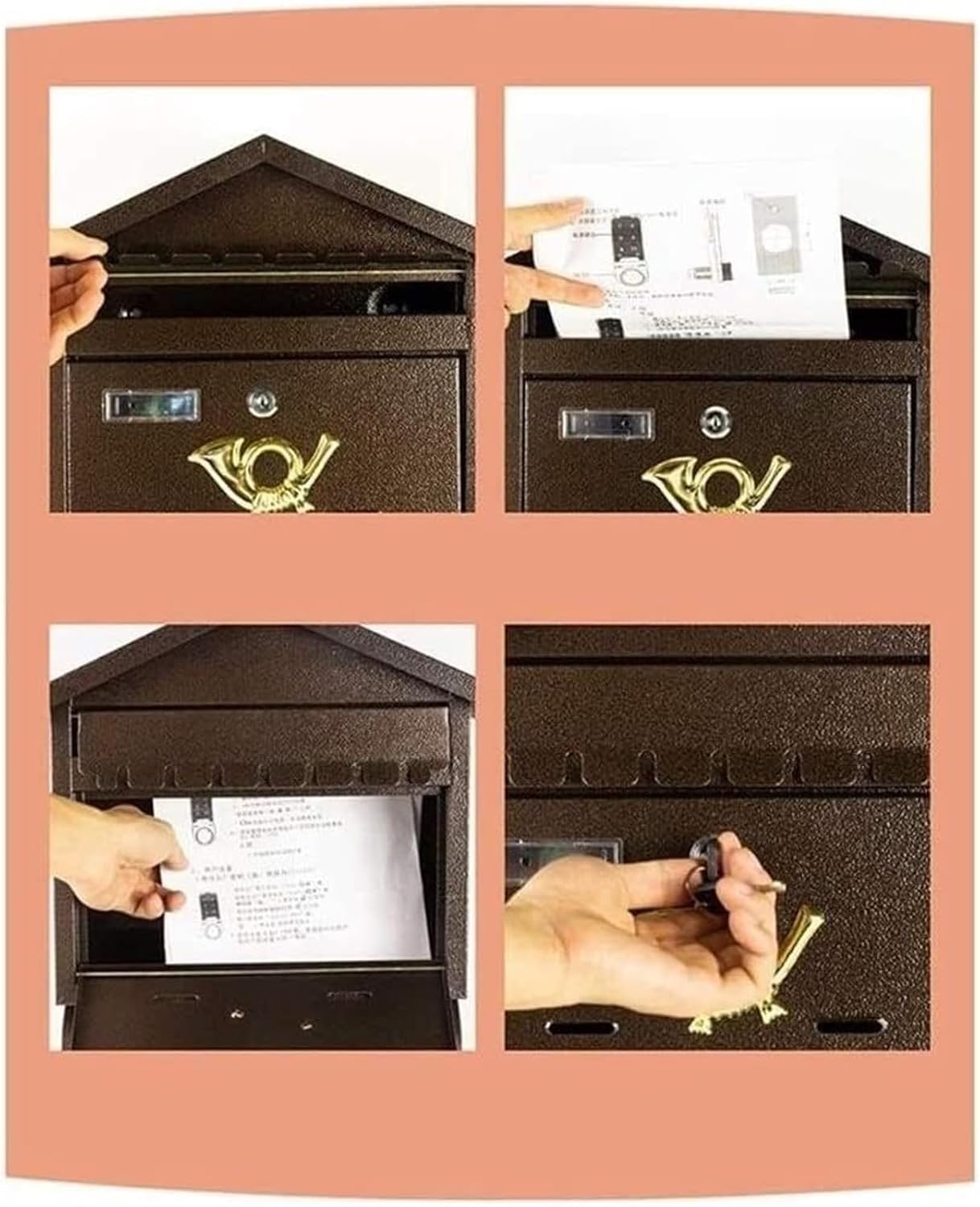 Drop Box Mailbox Wall-Mount Mailboxes Lockable Postbox Retro Metal Mailboxes Post Box for Home Outdoor Letter Box