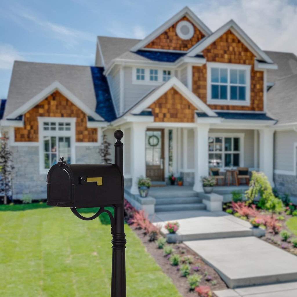 Special Lite Berkshire Curbside Mailbox with Aluminum Post - Black Mailbox with Ashland Post - SCB-1015_SPK-600-BLK