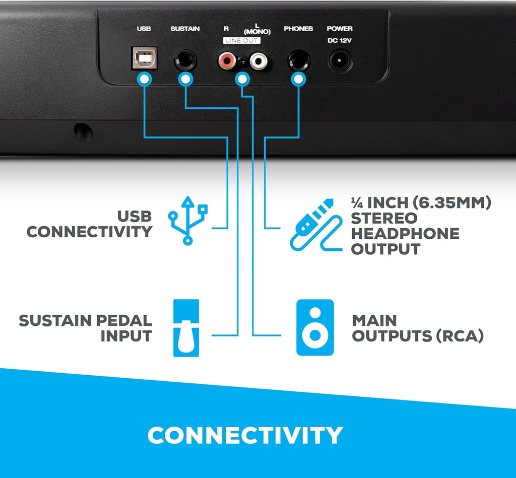 Alesis Recital - 88 Key Digital Piano Keyboard with Semi-Weighted Keys, 2x20W Speakers, 5 Voices, Split, Layer and Lesson Mode, FX and Piano Lessons