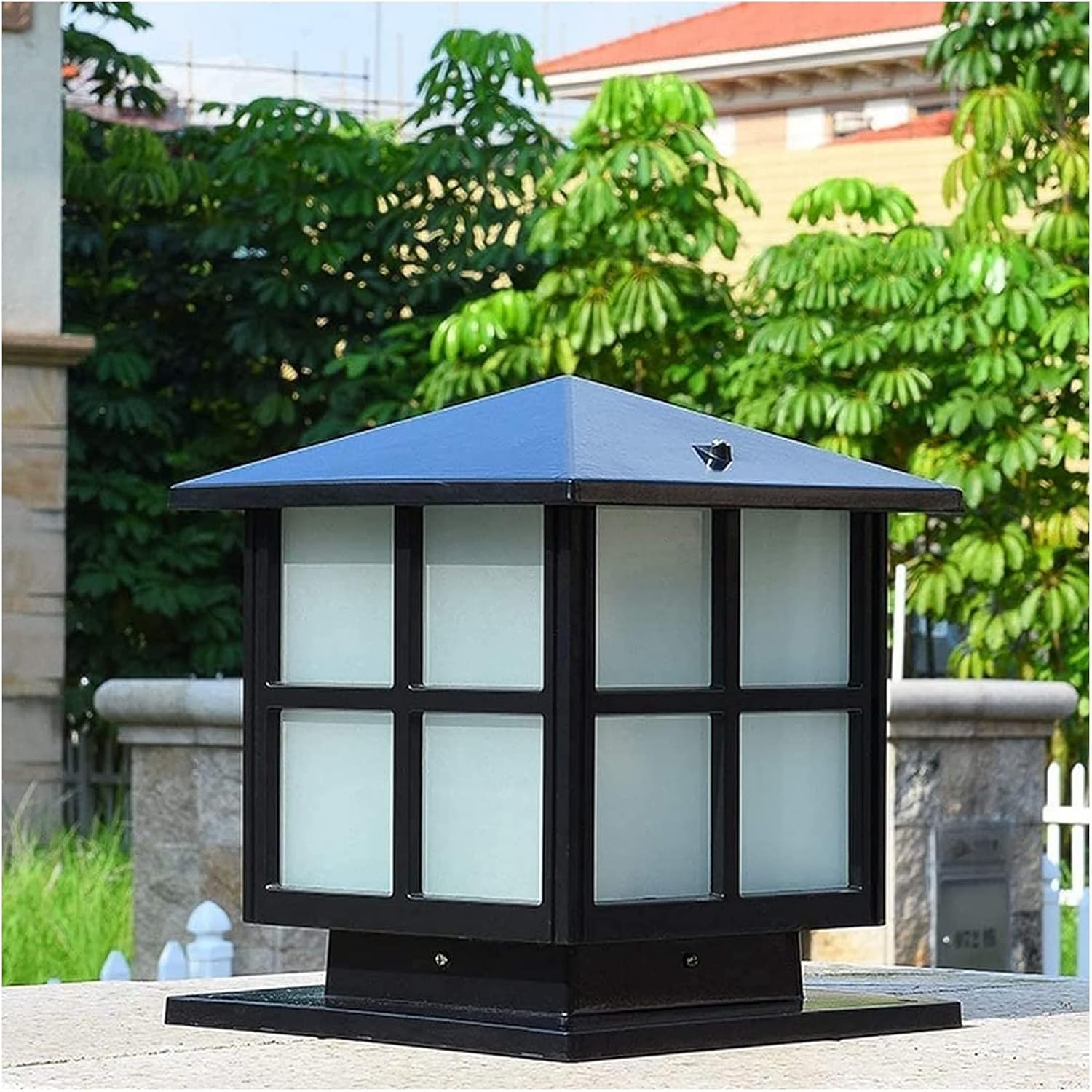 Courtyard Light Outdoor Floor Lamps Lantern Wood Mailbox Posts for Outside Columns and Pillars Frosted Glass Outdoor Post Lamp Lights Street Lamp Decor Light/Height: 52